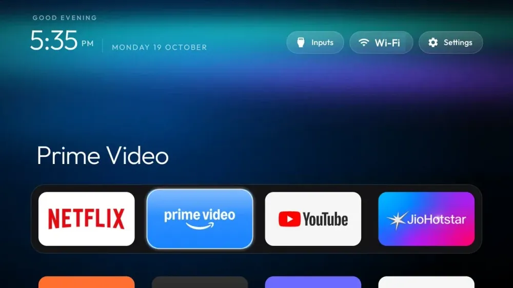 CleanYourTV launcher showing the Aurora theme